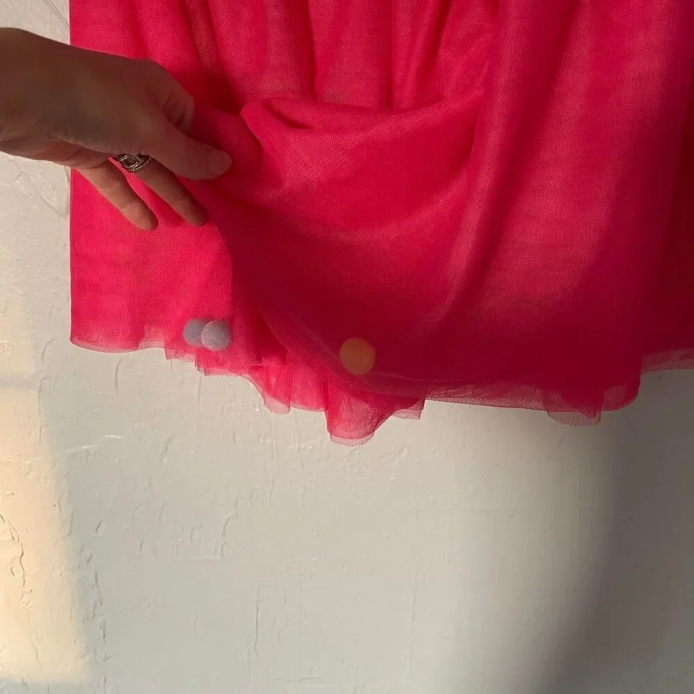 Kid's Gymboree Pink tutu tulle Skirt with Pom Poms size 12